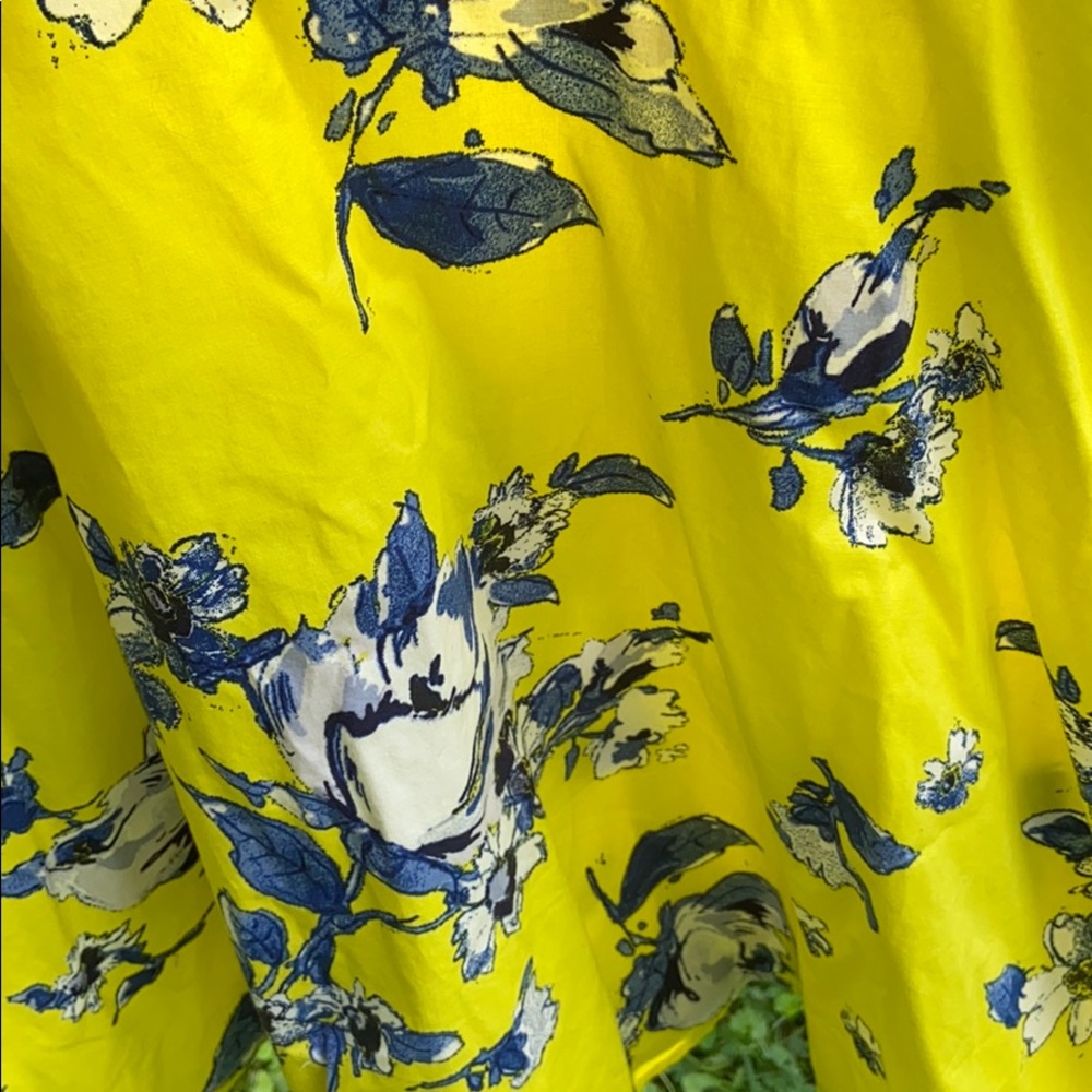 Blue and Yellow Floral Print Dress - Picture 2 of 4